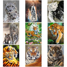 Pintura de diamante tigre para artesanato, faça você mesmo, 5d, ponto cruz, paisagem, animais de broca redonda, mosaico de bordado, arte manual, decoração de casa, presente 2024 - compre barato