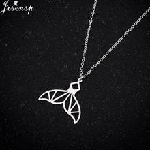 Jisensp Hollow Mermaid Tail Stainless Steel Choker Necklace for Women Origami Whale Tail Pendant Necklace Fashion Jewelry Gift 2024 - buy cheap