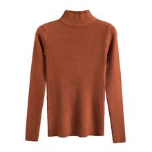 À venda 2021 outono inverno feminino malha gola alta camisola casual macio polo-pescoço jumper moda magro femme elasticidade pullovers 2024 - compre barato