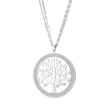 New Fashion Tree of Life Crystal Round Small Pendant Necklace Silvery Stainless Steel Elegant For Women Necklaces Jewelry Gift 2024 - buy cheap