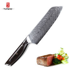 Кухонные ножи Santoku, 7 дюймов, 67 слоев, дамасская сталь, нож шеф-повара, с ручкой из красного сандалового дерева 2024 - купить недорого