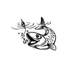 16*12 см Виниловая наклейка с рисунком большой рыбы, искусство, животные, веер для рыбалки L1127 2024 - купить недорого