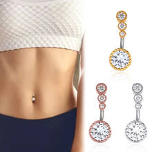 4 Crystal CZs Belly Button Rings Stainless Steel Navel Rings Belly Piercing Nombril Ombligo Women Men 1.6*10*5mm Body Jewelry 2024 - buy cheap