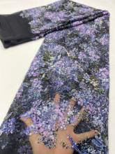 Purple Sequence Nigerian Luxury Tulle lace 2020 High Quality African Mesh Wedding Fabric for Dress XZ3792B 2024 - buy cheap