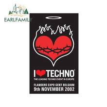 EARLFAMILY 13cm x 8cm for I Love Techno Fine Decal Personality Car Stickers Vinyl Car Wrap Waterproof Car Accessories 2024 - buy cheap