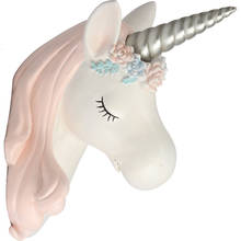 Cute Unicorn Wall Decoration Hanging Wall Animal Head Resin Baby Room Wall Ornaments Home Accessories, Best Gift 2024 - buy cheap