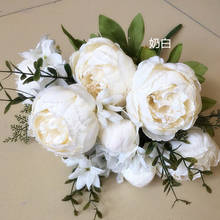 Silk Rose Flowers Home Decor European Artificial Flowers Fall Vivid rose Peony Fake Leaf Wedding Home Party Decoration 2024 - buy cheap