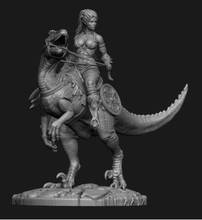 Figura de resina feminina guerreiro e dinossauro, kits de miniatura sem pintura, 1/24 75mm 2024 - compre barato