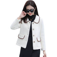 New Golden Mink Woolen Coat Female Fashion Autumn Winter Short Jacket  Women Casual Single-breasted Elegant Wool Outwear R790 2024 - buy cheap