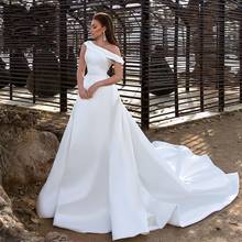 Elegant Satin Cheap Wedding Dresses With Detachable Train Boho Bridal Gowns Wedding Dress Vestidos de noiva 2024 - buy cheap