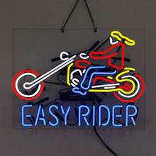 Неоновая вывеска Easy Rider для мотоцикла, неоновая настенная вывеска для пива, бара, магазина, оформления отелей, рекламные лампы, стеклянная трубка для отдыха ручной работы 2024 - купить недорого