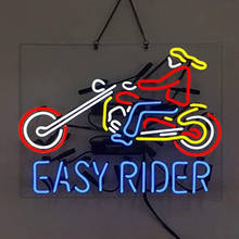 Neon Sign Easy Rider Motorcycle Neon Wall Sign Beer Bar Store Handcraft Hotel Advertise Lamps Recreational Handmade glass TUBE 2024 - buy cheap