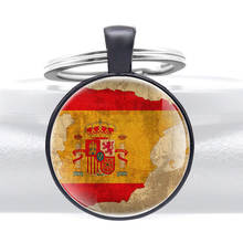 Llaveros clásicos con diseño de bandera española para hombre y mujer, llaveros de cúpula de cristal, joyería para decorar regalos 2024 - compra barato