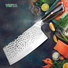 Faca de cozinha chinesa 7 polegadas 7CR17 440C, em aço inoxidável forjado, talhador chef tang, açougueiro picador de carne ferramenta santoku 2024 - compre barato