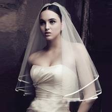 Velos de novia blancos, accesorio de boda, borde satinado, barato, a la venta 2024 - compra barato