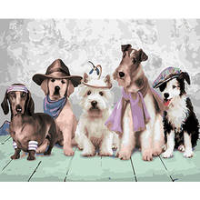 Adoráveis animais cachorro emoldurado imagens diy pintura por números pintura a óleo em tela para decoração de casa arte de parede gx26209 40x50cm 2024 - compre barato