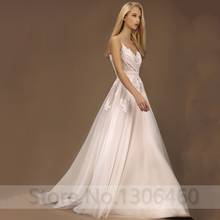 New Arrival 2020 A Line Wedding Dress With Lace Appliques Spaghetti Straps Backless Bride Gown Tulle robe de mariée 2024 - buy cheap