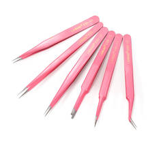 1Pcs Pink Anti-Static Excellent Quality Tweezers Bend Long Nose Cross Sharp Tweezers Beads Tools for Jewerly Making Accessories 2024 - buy cheap