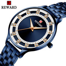 REWARD Brand Blue Analog Watch For Women Luxury Stainless Steel Quartz Wristwatch Simple Ladies crystal Diamond Fashion Watches 2024 - buy cheap