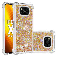 Cute Quicksand Glitter Liquid Case For Xiaomi Poco X3 NFC Case Transparent Soft TPU Bumper Cover Mi Poco X3 Pro Coque 2024 - buy cheap