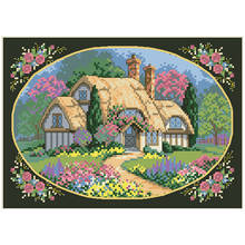 Amishop Top Quality Counted Lovely Cute Counted Cross Stitch Kit Enchanted Cottage House Villa Home Flowers Dim 06710 2024 - buy cheap