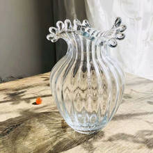 Ваза для цветов, простая Европейская стеклянная ваза, белые прозрачные вазы с волнистым ртом, вазы для гидропонных цветов, современные украшения для дома 2024 - купить недорого