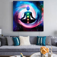 Canvas Painting Art Posters Prints Indian Buddha Meditation 7 Chakra Yoga Sports Wall Art for Living Room Bedroom framed 2024 - buy cheap