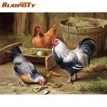 RUOPOTY-pintura por números de animales para adultos y niños, pintura al óleo hecha a mano de 60x75cm con marco para decoración del hogar, regalo Diy, arte de pared 2024 - compra barato