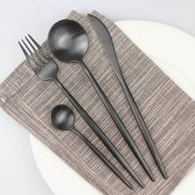 Корейский набор черных столовых приборов из нержавеющей стали посуда набор серебряных приборов нож вилка для торта 2024 - купить недорого