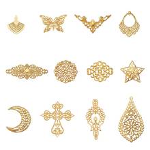 120pcs Golden Hollow Iron Filigree Pendants Connectors Links Etched Metal Embellishments for DIY Hairpin Earrings Jewelry Making 2024 - buy cheap