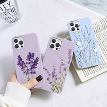 Funda sencilla con flor de lavanda para iPhone, cubierta suave de TPU, parachoques para iPhone X, XS, XR, Xs Max, 11, 12 Pro Max, 6, 6S, 7, 8 Plus, 5S, SE, 13 Mini 2024 - compra barato