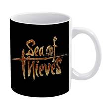 Taza de cerámica blanca con Logo dorado de calavera pirata, taza de té, regalo de cumpleaños, tazas de leche, piratas, mar, Xbox One Ps 2024 - compra barato