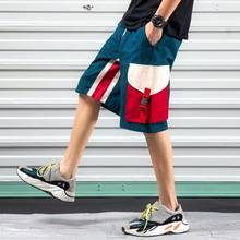 Pantalones cortos Cargo hasta la rodilla para hombre, Bermudas de algodón con bolsillo y cintura elástica, estilo Hip Hop, Capri de retazos, de verano 2024 - compra barato