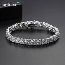 LUOTEEMI Top AAA Quality Fashion White Gold-Color Clear CZ Stone Charm Bracelet Bangles for Women Bridal Wedding Jewellry Gift 2024 - buy cheap