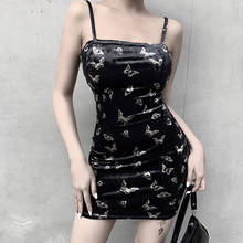 Harajuku Black Dress Women Gothic Spaghetti Strap Backless Off Shoulder Dresses Female Fashion Casual Print Sexy Dress 2024 - buy cheap