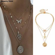 1X Women Punk Multilayer Clavicle Chain Geometric Egirl Jewelry Birthday Party Gifts Cute Butterfly Bear Pendant Necklaces 2024 - buy cheap