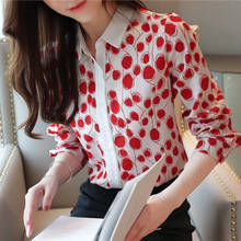 Korean Clothing For Women 2021 Chiffon Blouses Shirts Ladie Tops Blusass Femininas Button Dot Square Collar Long Sleeve 0157 2024 - buy cheap