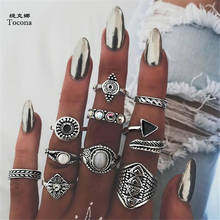 Tocona 10pcs/Set Bohemia Antique Arrow Leaf Carved Rings Sets Rhinestone Knuckle Rings for Women Men Jewelry кольцо 4846 2024 - купить недорого