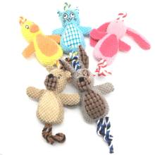 1P Cute Pet Dog Cat Plush Squeak Sound Dog Toys Funny Fleece Durability Chew Molar Toy for All Pets Rabbit Duck Bear Clean Teeth 2024 - buy cheap