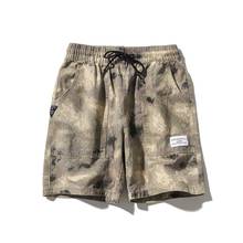 Summer Casual Light Washed Short Camouflage Overalls High Street Fashion Men's Elastic Waist Knee Length Pants Sports Shorts Man 2024 - buy cheap