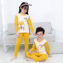 Новая осенняя одежда для сна для мальчиков и девочек пижамные комплекты с героями мультфильмов пижама с длинными рукавами, комплект детской одежды, одежда для сна, пижама, Infantil 2024 - купить недорого