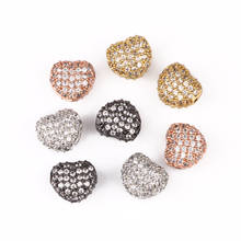CZ Spacer Beads Love Heart Brass Micro Pave Cubic Zirconia Beads for Charms Bracelet DIY Jewelry Making Accessories 3pcs/lot 2024 - buy cheap
