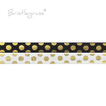 BRISTLEGRASS Wholesale 50 Yard 5/8" 15mm Gold Polka Dot Foil Print FOE Fold Over Elastic Spandex Band Headband Tutu Dress Sewing 2024 - buy cheap