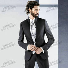 2021 деловые черные Дизайнерские офисные мужские костюмы, облегающие Свадебные смокинги, индивидуальный пошив, костюмы для вечерние ениха (пиджак + брюки + жилет) 2024 - купить недорого