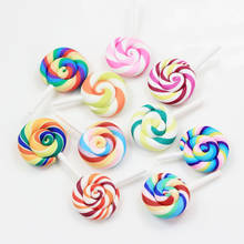 10/20pcs Lovely Rainbow Polymer Clay Lollipop Cabochons Colorful Swirl Candy Lollipop Dessert Sweets Flatback Rainbow Swirl Loll 2024 - buy cheap