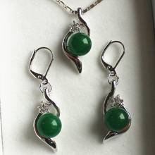 Conjunto de joias descontínuas de pão jade verde 10mm 2024 - compre barato
