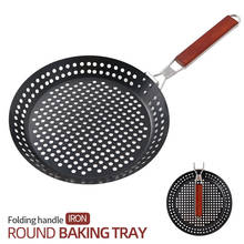 1Pc Outdoor Camping Foldable Round Frying Pan Picnic BBQ Heat Resistant Steak Grilled Skillet 2024 - buy cheap