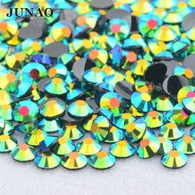 JUNAO 4 5 6mm Black Green AB Flatback Rhinestone Resin Nail Strass Crystal Stickers Glue On Stones For Clothes Decoration 2024 - buy cheap