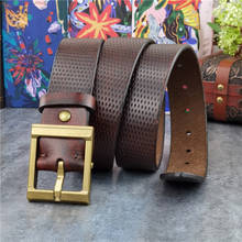 Luxury Men's Belt Carving Thick Genuine Leather Designer Belt Ceinture Leather Belt Men Brass Belt Buckle Belt Male  MBT0129 2024 - buy cheap