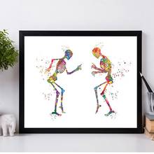 Human Anatomy Poster Dancing Bones Fun Medical Prints Gifts Orthopedist Gifts Colorful Art Canvas Painting Clinical Wall Decorat 2024 - buy cheap